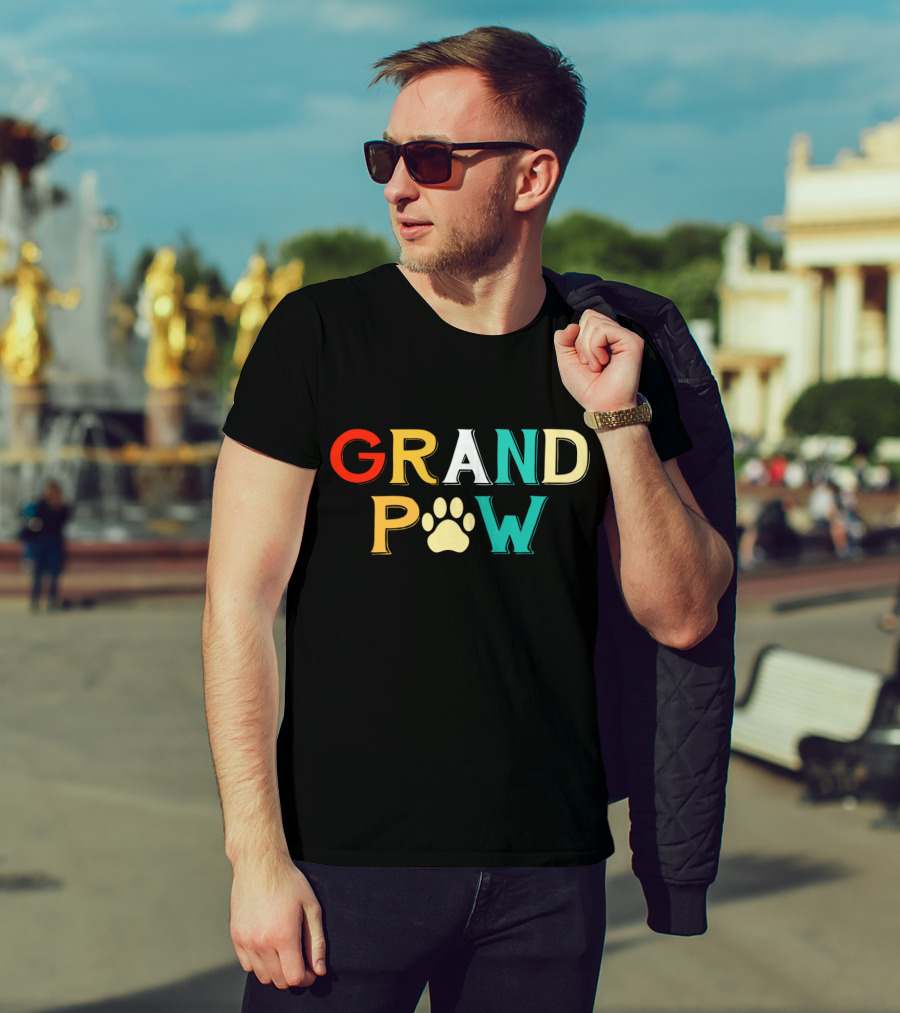 Grand Paw Doggy Puppy Lover Grandpa Funny Dog Paw Prints T-Shirt