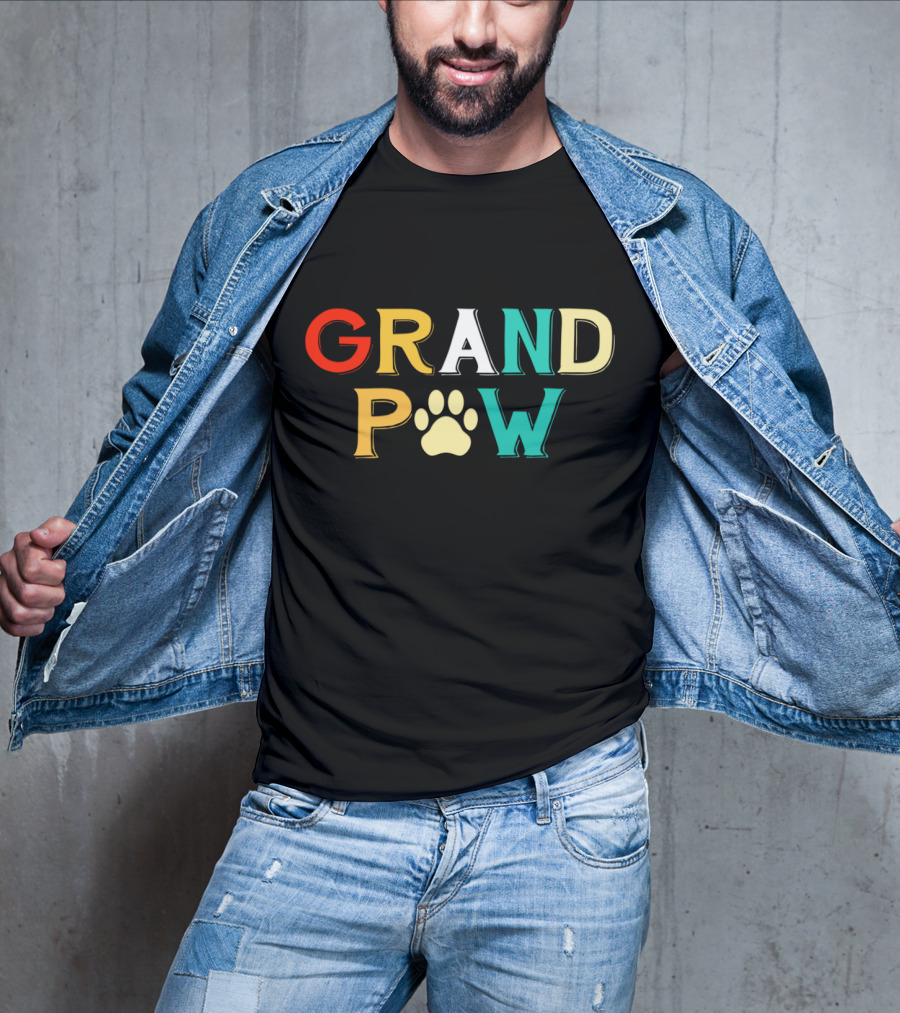 Grand Paw Doggy Puppy Lover Grandpa Funny Dog Paw Prints T-Shirt