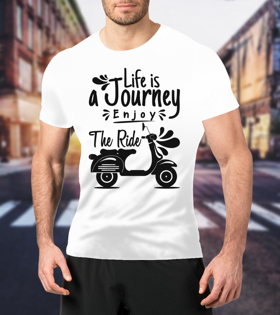 Life Is A Journey Enjoy The Ride Vespa Scooter Motif T-Shirt