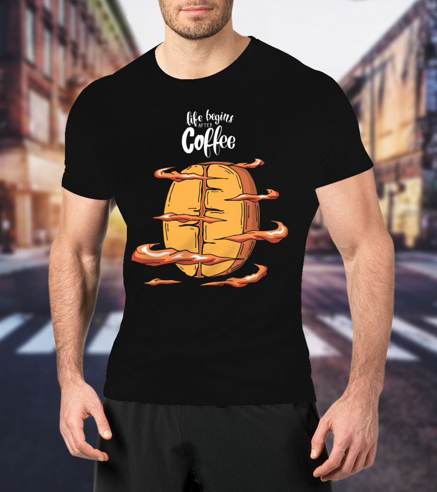 Life Begins After Coffee Football Steam Humor T-Shirt