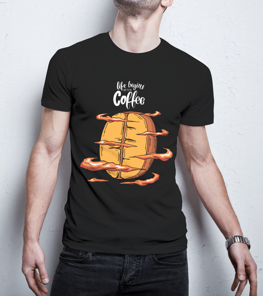Life Begins After Coffee Football Steam Humor T-Shirt