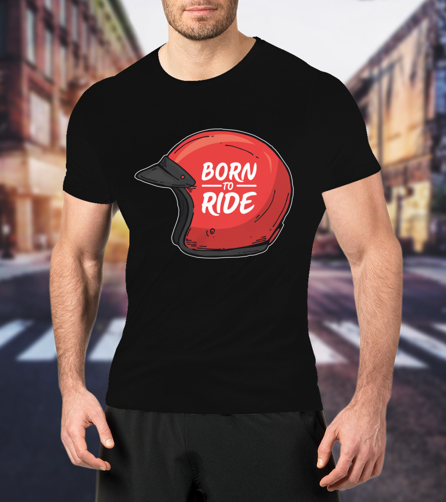 Born To Ride Retro Red Motorcycle Helmet T-Shirt