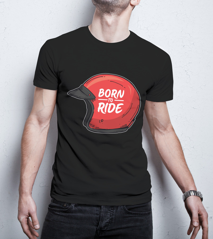 Born To Ride Retro Red Motorcycle Helmet T-Shirt