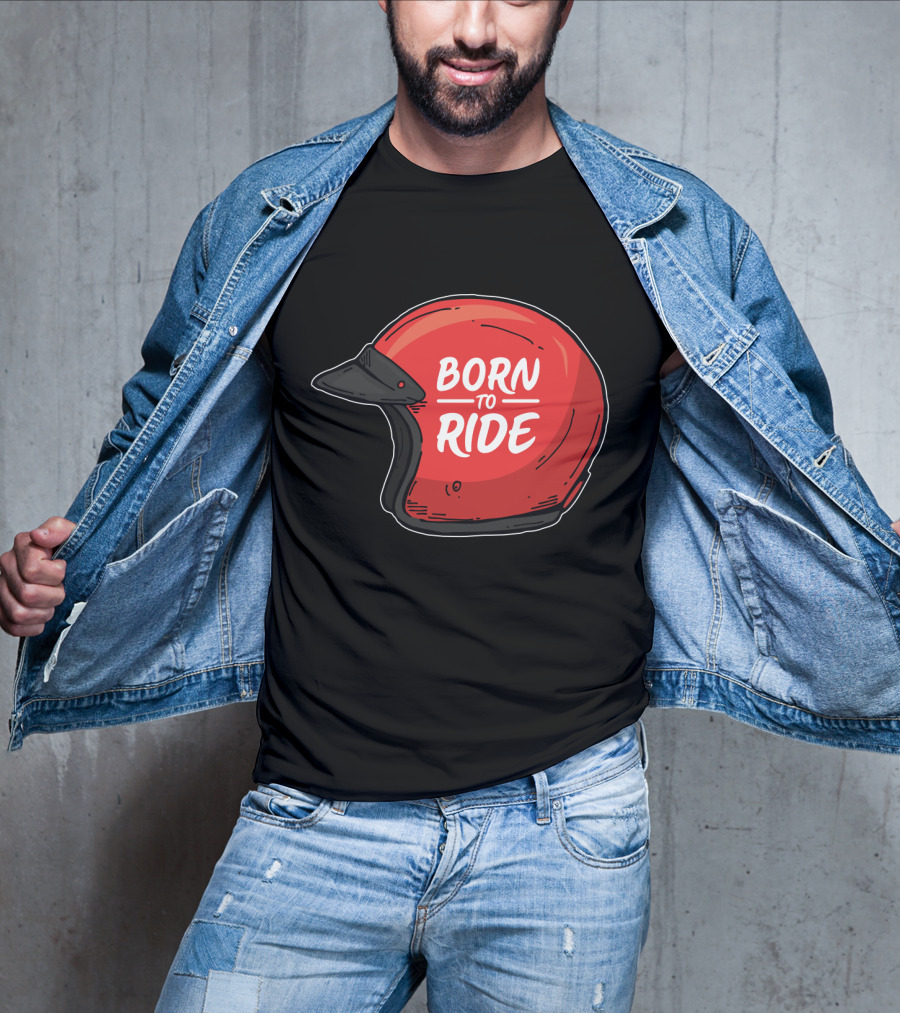 Born To Ride Retro Red Motorcycle Helmet T-Shirt