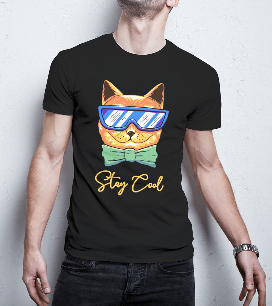 Stay Cool Cat With Sunglasses And Bowtie T-Shirt