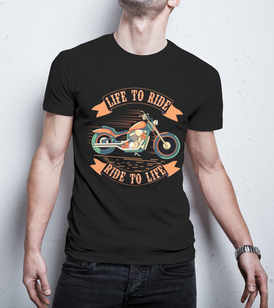 Life To Ride Ride To Life Motorcycle Graphic With Classic Cruiser T-Shirt