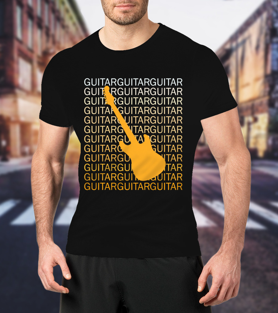 Guitar Guitar Repeated Yellow Electric Guitar T-Shirt