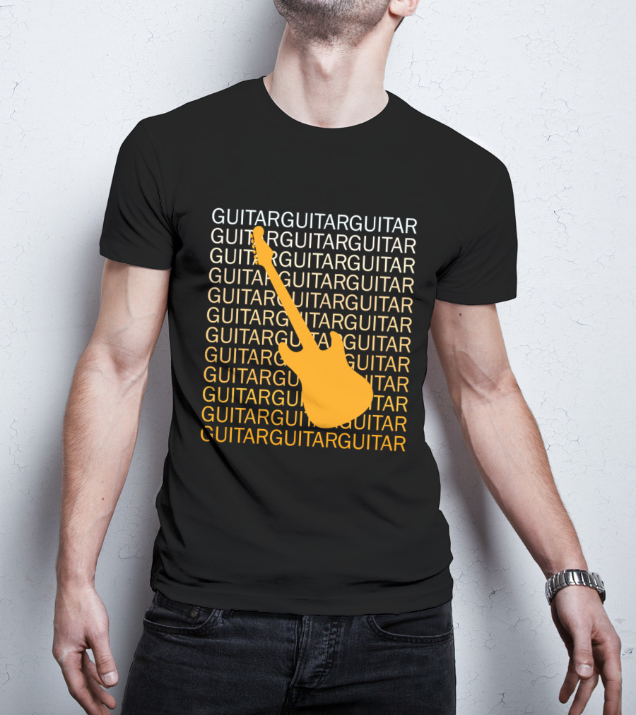 Guitar Guitar Repeated Yellow Electric Guitar T-Shirt