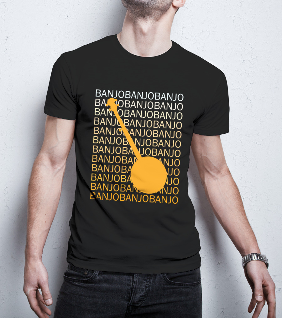Banjo Repetition With Bold Orange Silhouette Highlight T-Shirt