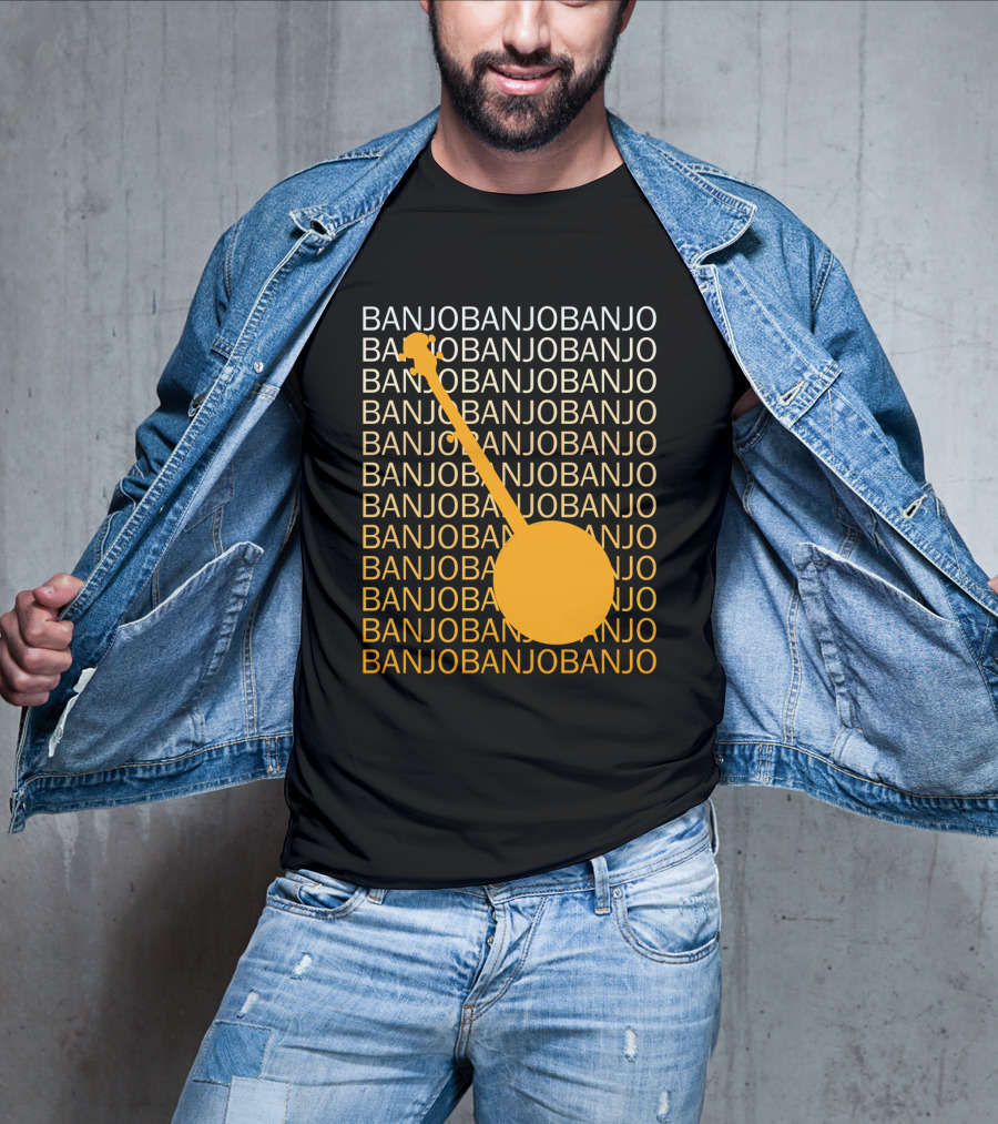 Banjo Repetition With Bold Orange Silhouette Highlight T-Shirt