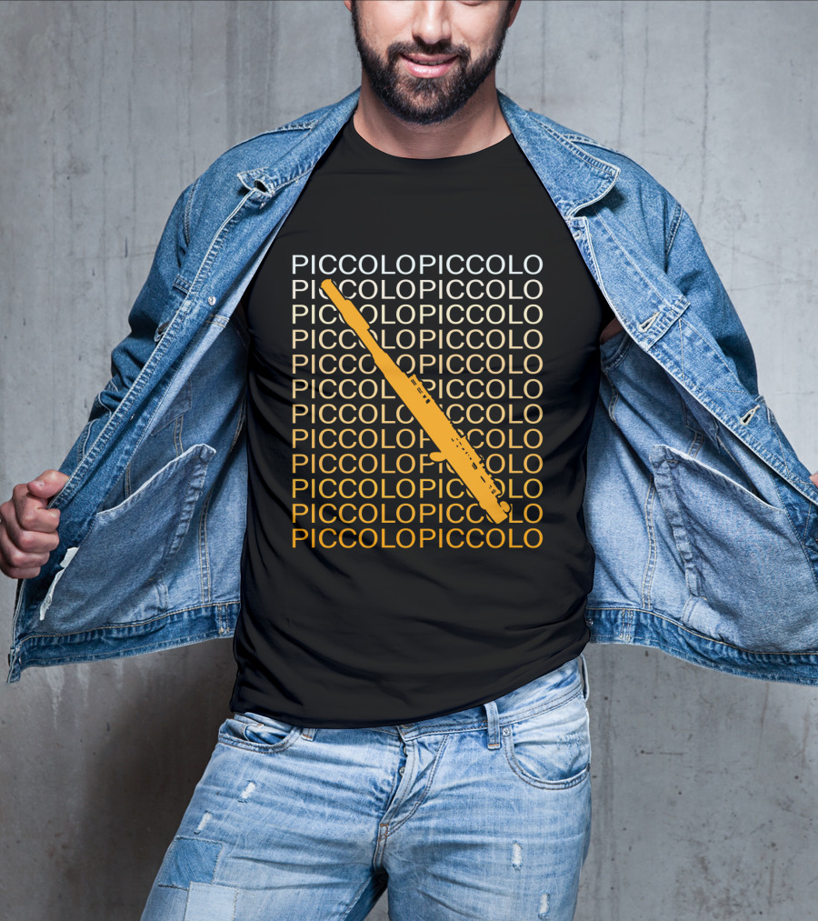 PICCOLO Word Pattern With Diagonal Orange Piccolo T-Shirt