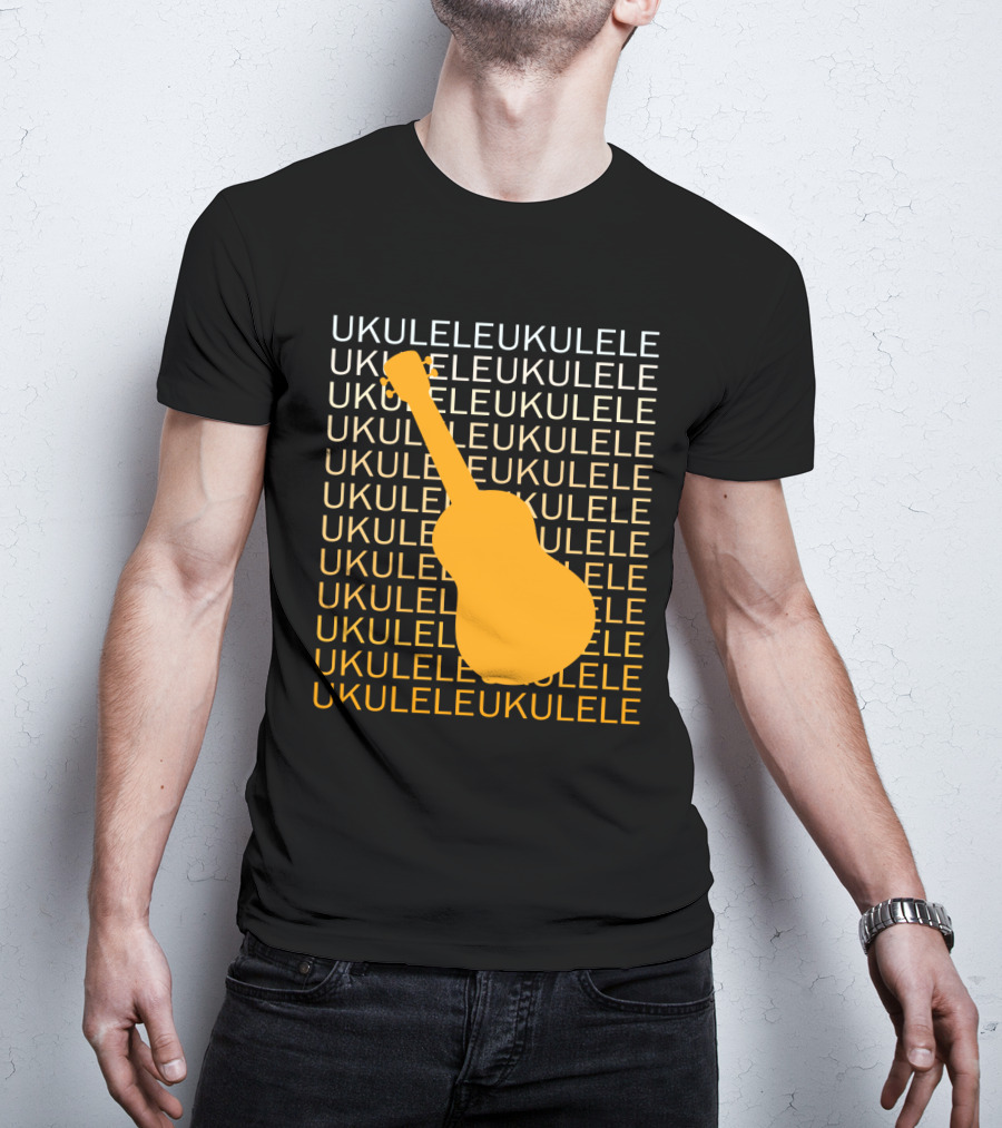 Repeating Ukulele Text With Orange Ukulele T-Shirt
