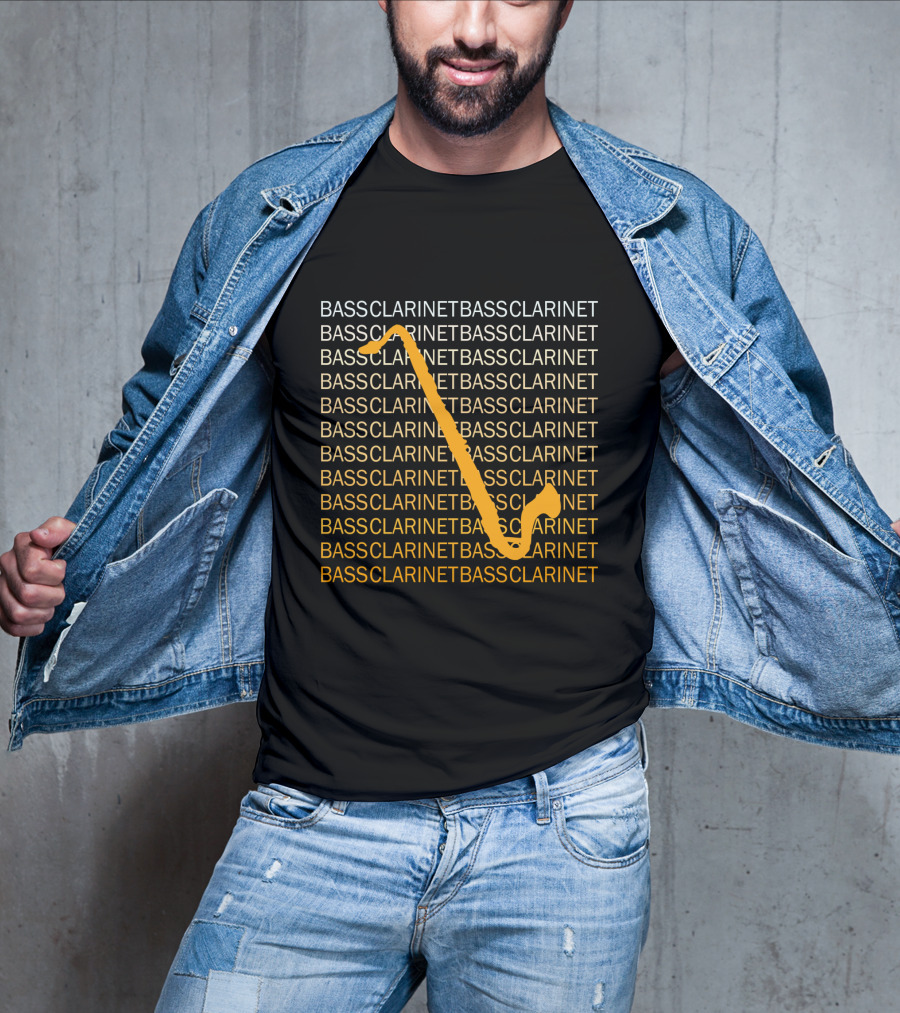 Bass Clarinet Repeated Text With Bold Orange T-Shirt