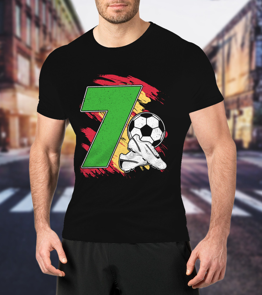 Kinder Geburtstag 7 Jahre Fußball Schuhe Deutschland Flagge Ball T-Shirt