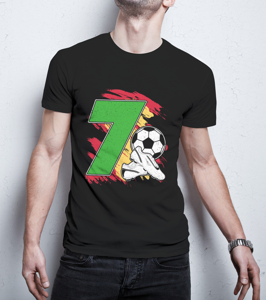 Kinder Geburtstag 7 Jahre Fußball Schuhe Deutschland Flagge Ball T-Shirt