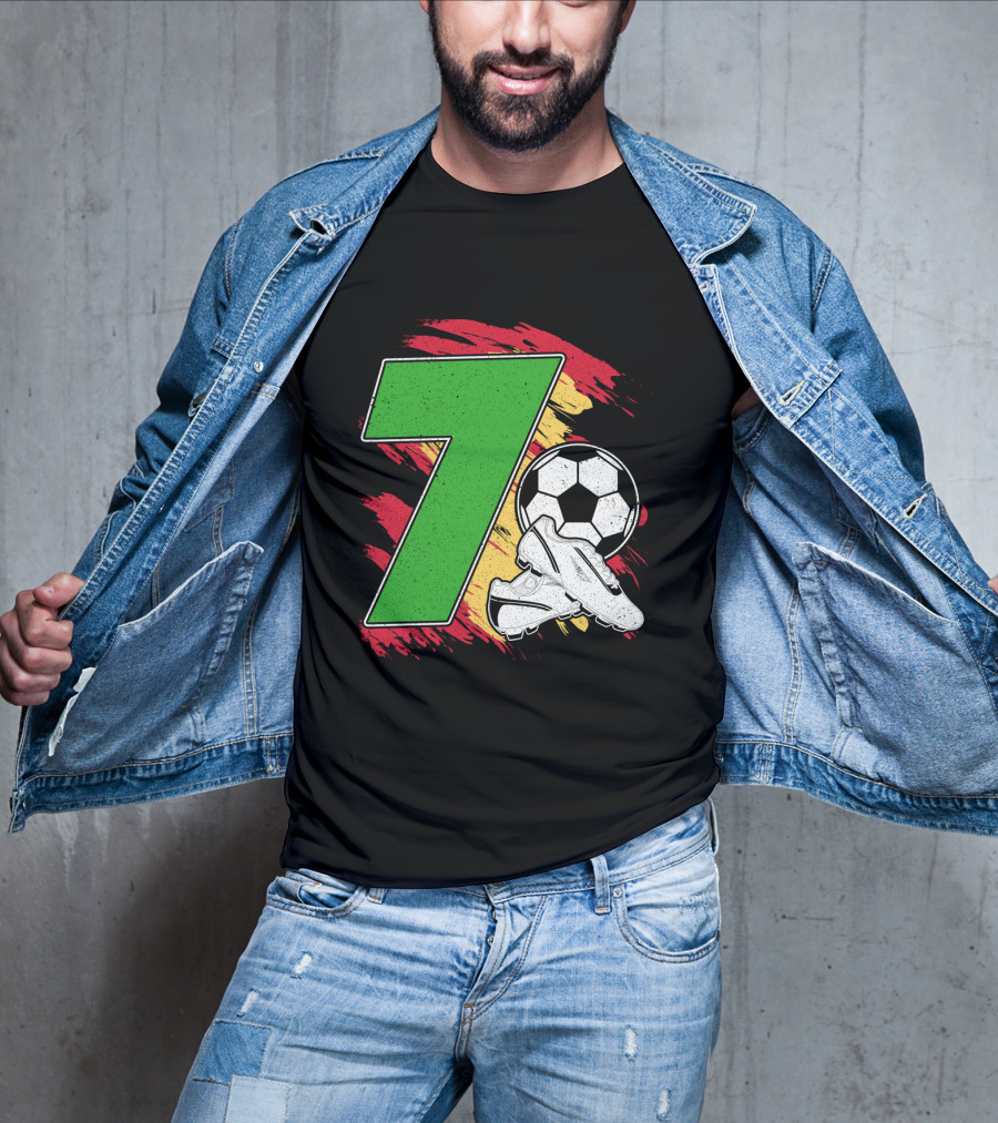 Kinder Geburtstag 7 Jahre Fußball Schuhe Deutschland Flagge Ball T-Shirt