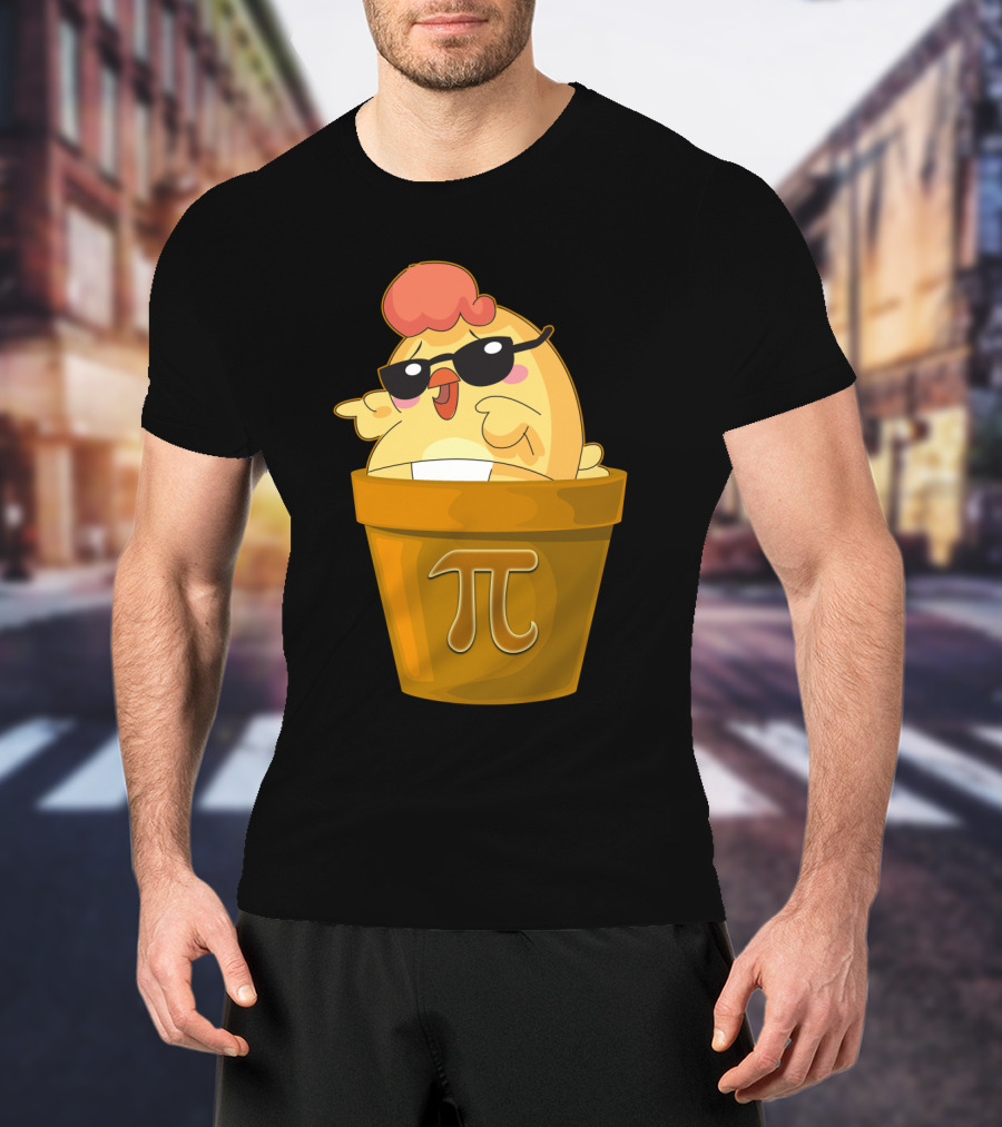 Chicken In Pot With Pi Symbol And Sunglasses T-Shirt