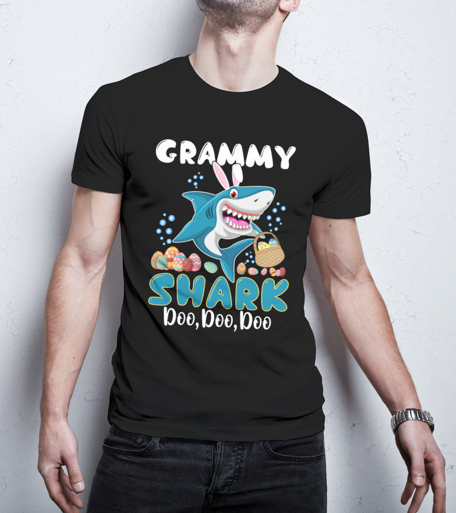 Grammy Shark Doo Doo Doo Bunny Ear Easter Egg Hunt T-Shirt