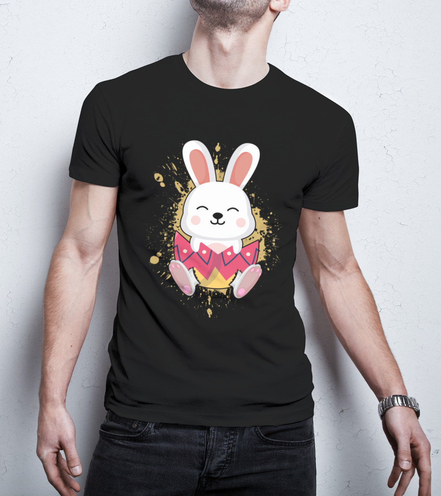 Funny Bunny Easter Rabbit In Colorful Egg Burst T-Shirt