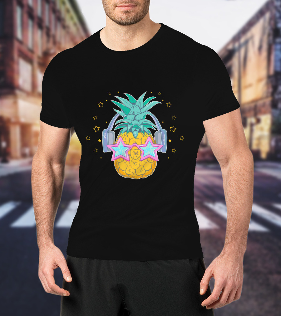 Pineapple Music Star Glasses Headphones T-Shirt