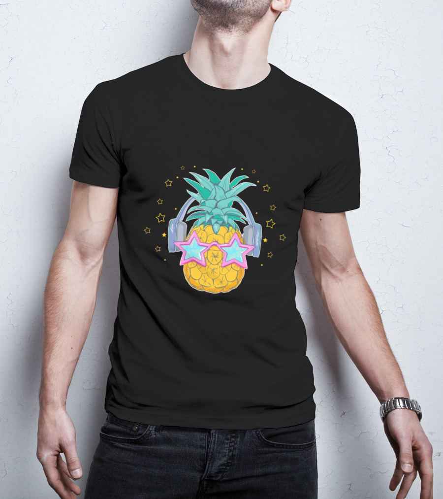 Pineapple Music Star Glasses Headphones T-Shirt
