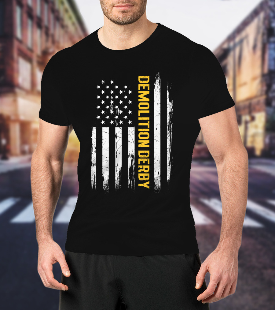 Vintage USA Flag Demolition Derby T-Shirt
