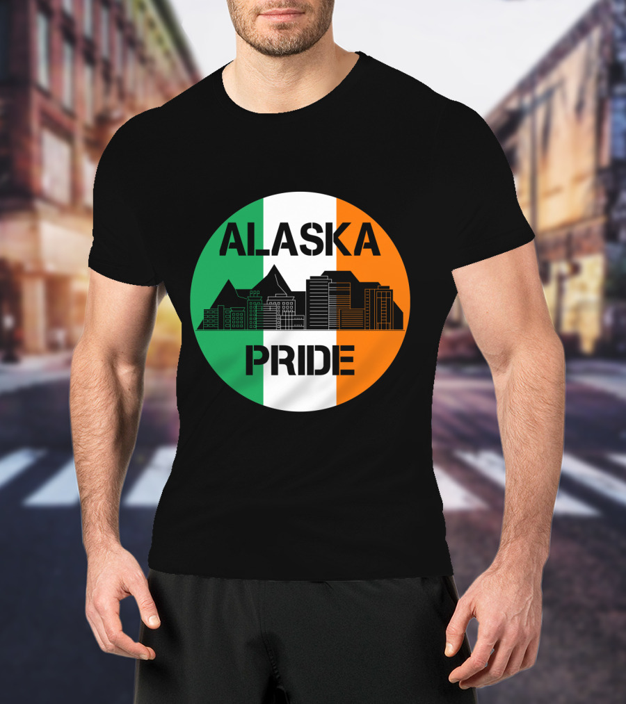 Alaska Pride Skyline With Irish Flag Colors T-Shirt