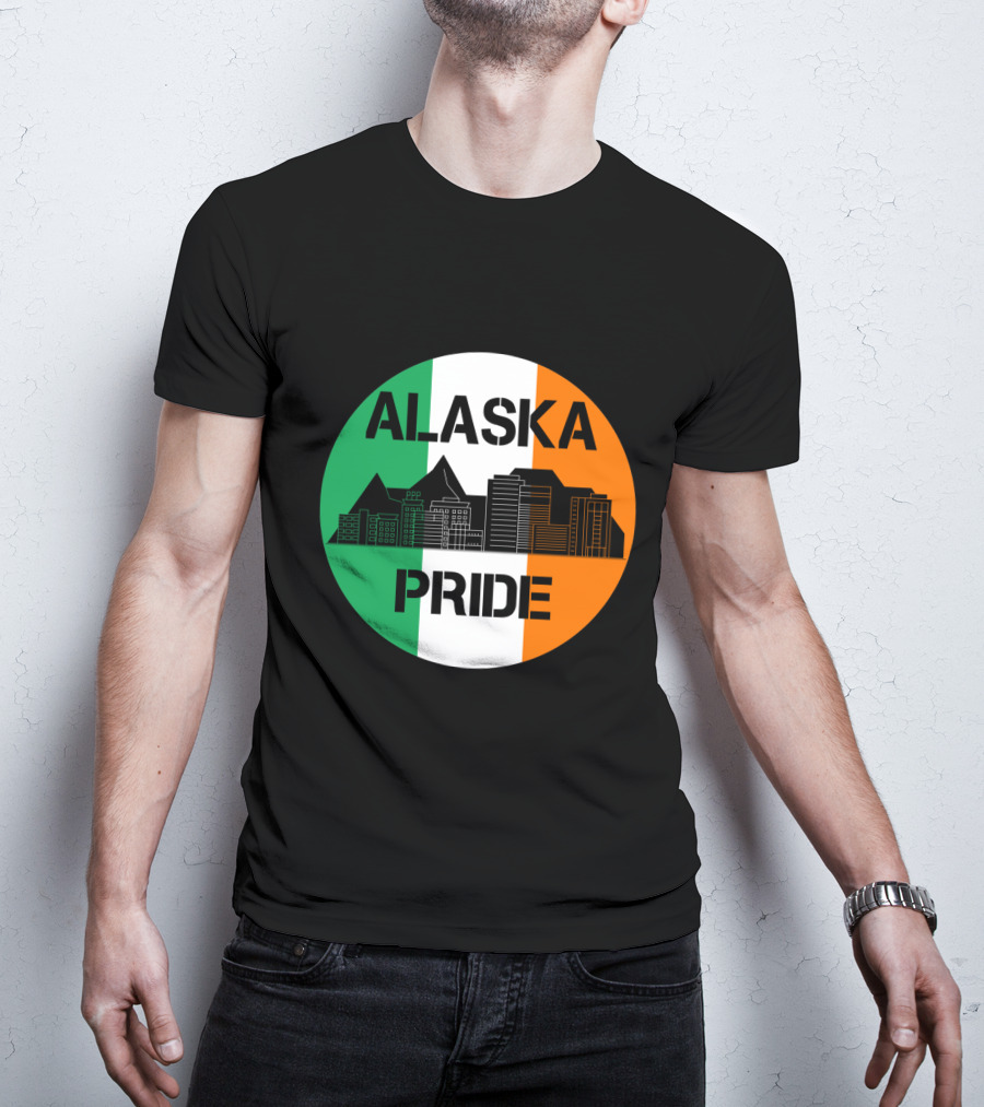 Alaska Pride Skyline With Irish Flag Colors T-Shirt