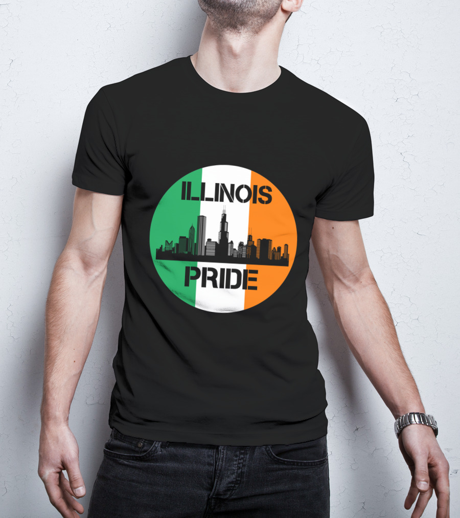 Illinois Pride Skyline Irish Flag T-Shirt