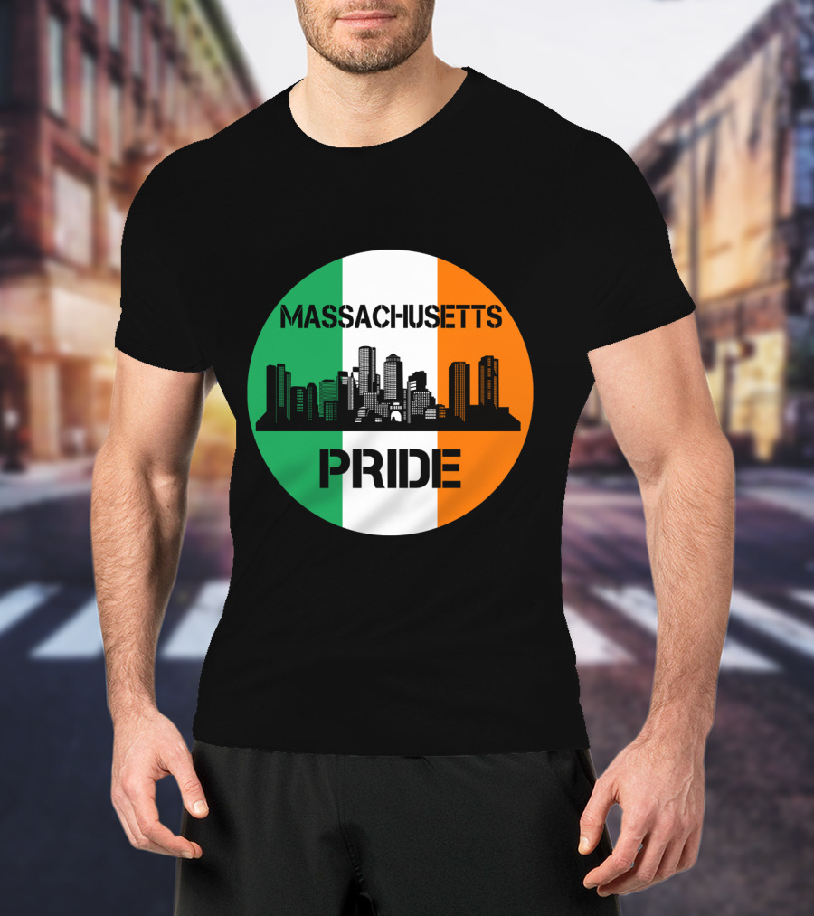 Massachusetts Pride Skyline Irish Flag T-Shirt