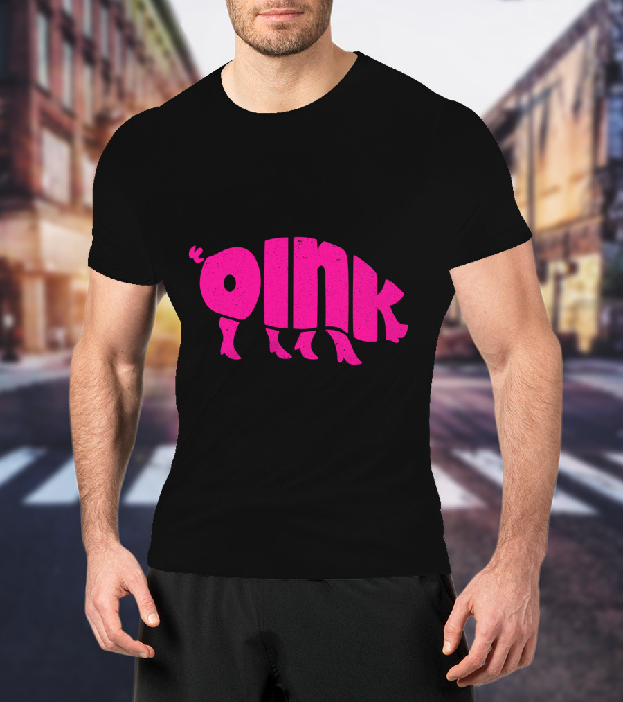 OINK Pink Pig Silhouette Humor T-Shirt