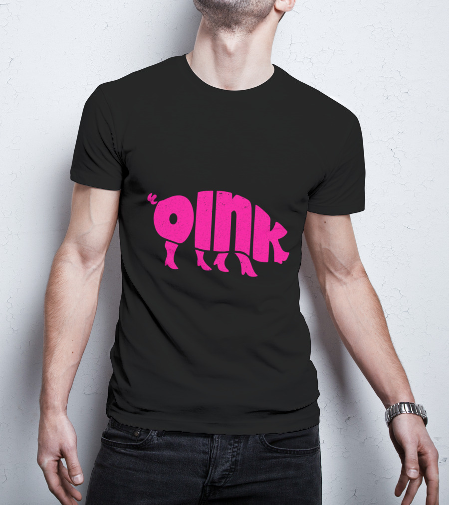 OINK Pink Pig Silhouette Humor T-Shirt