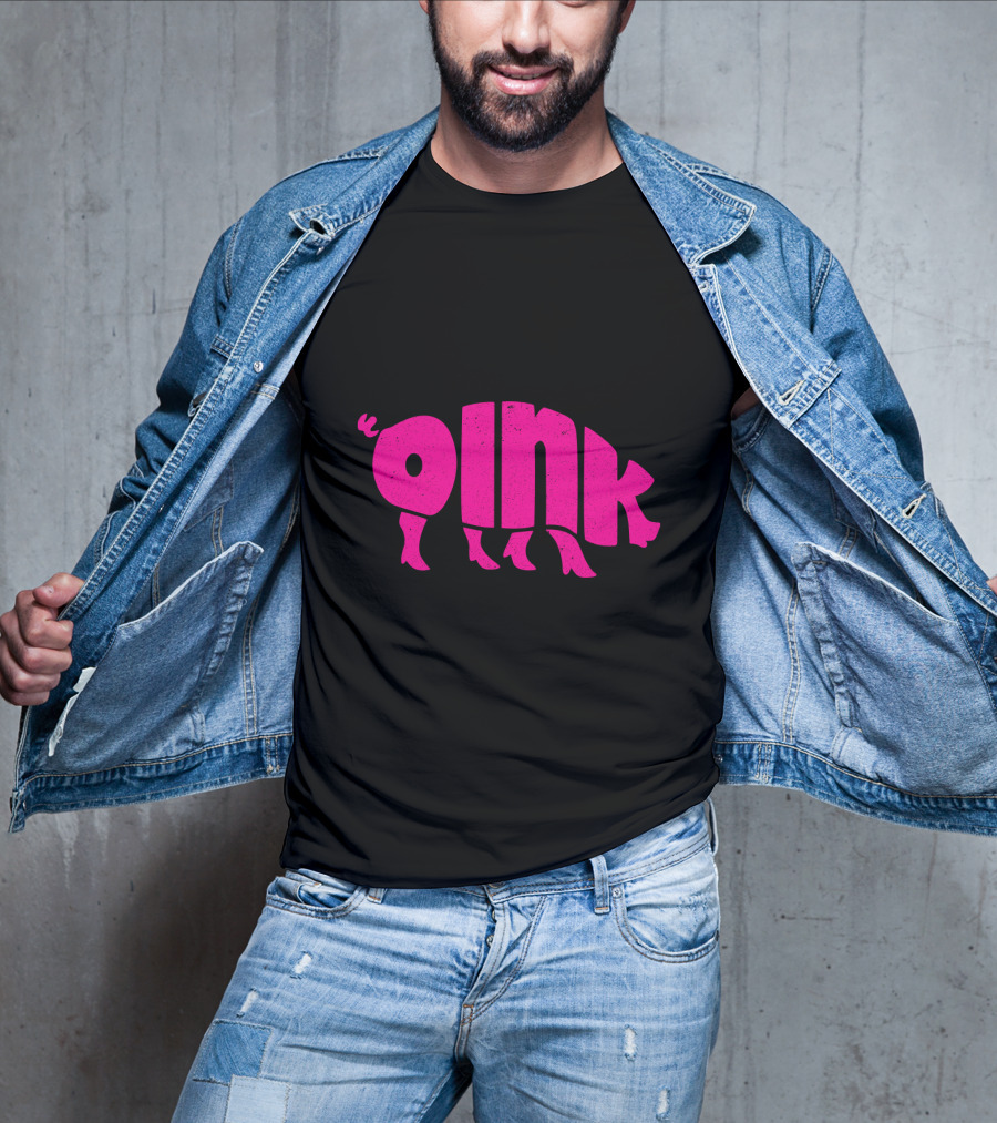 OINK Pink Pig Silhouette Humor T-Shirt