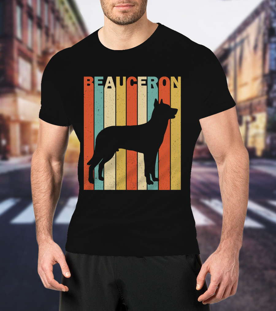 Beauceron Retro Silhouette Vertical Stripes T-Shirt