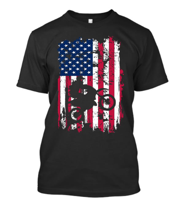 Motorcross Vintage American Flag Dirt Biking MotoX Racing T-Shirt
