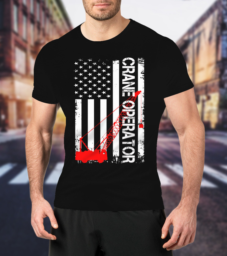 Crane Operator American Flag T-Shirt