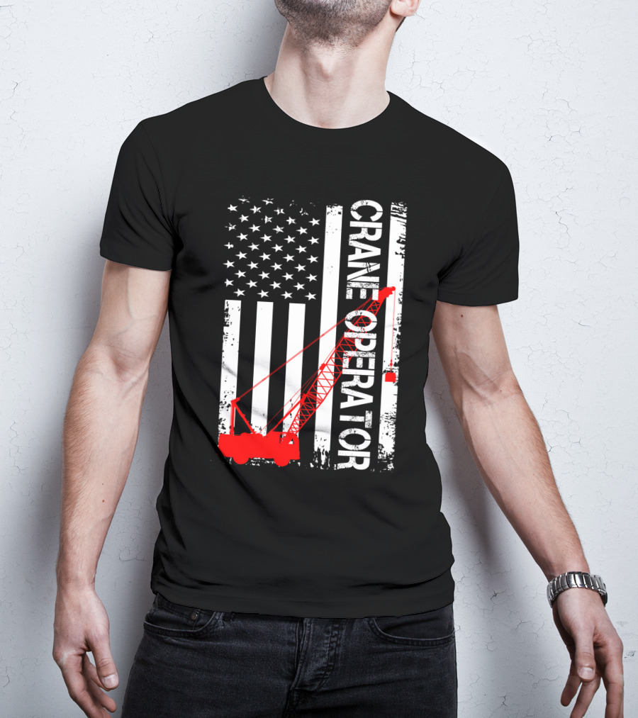 Crane Operator American Flag T-Shirt