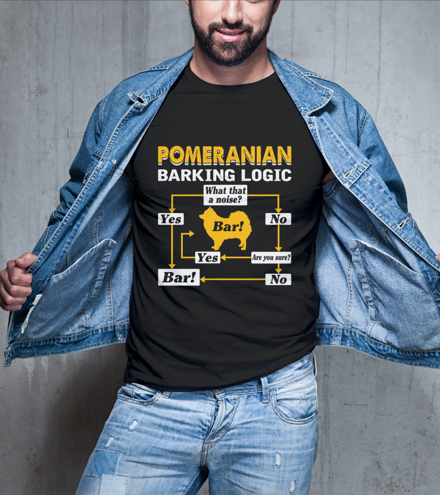 Pomeranian Barking Logic What That A Noise Bar Are You Sure Yes No T-Shirt