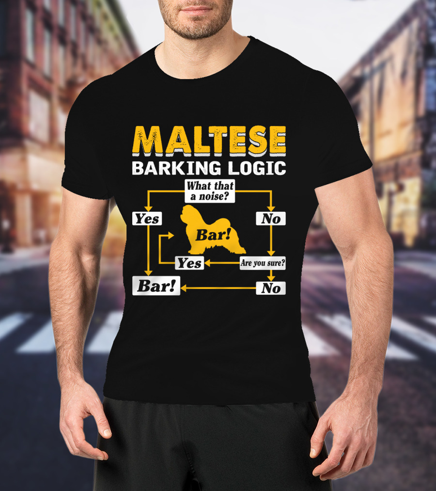 Maltese Barking Logic What That A Noise Bar Are You Sure? Yes No T-Shirt