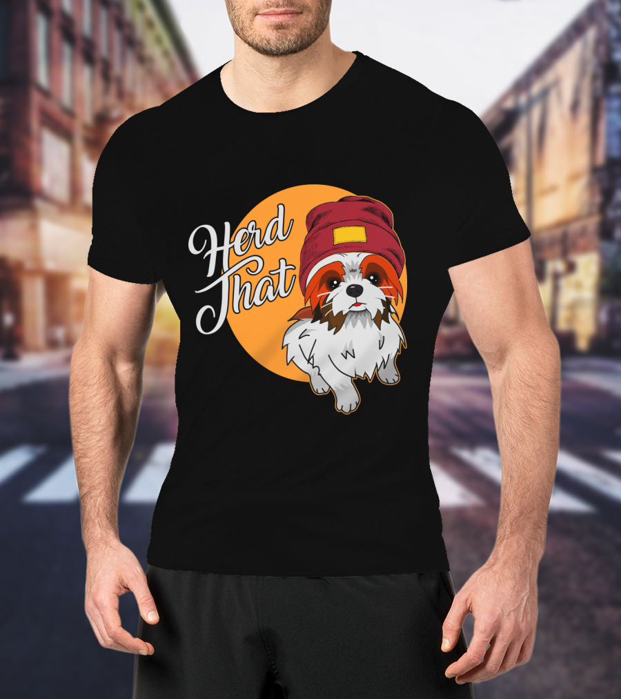 Herd That Shih Tzu Animal Lover Dog With Hat Sketch T-Shirt