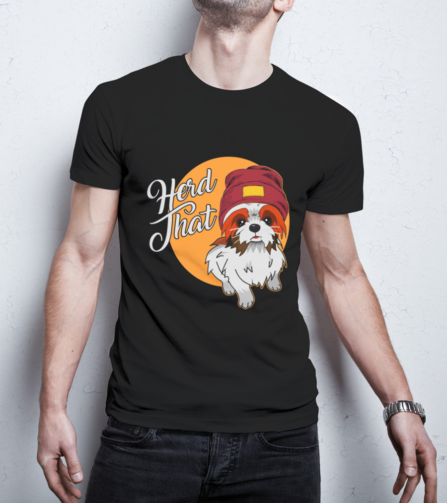 Herd That Shih Tzu Animal Lover Dog With Hat Sketch T-Shirt