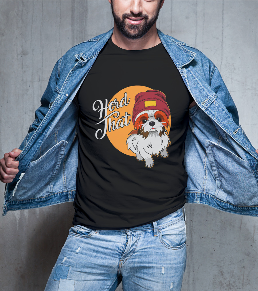Herd That Shih Tzu Animal Lover Dog With Hat Sketch T-Shirt
