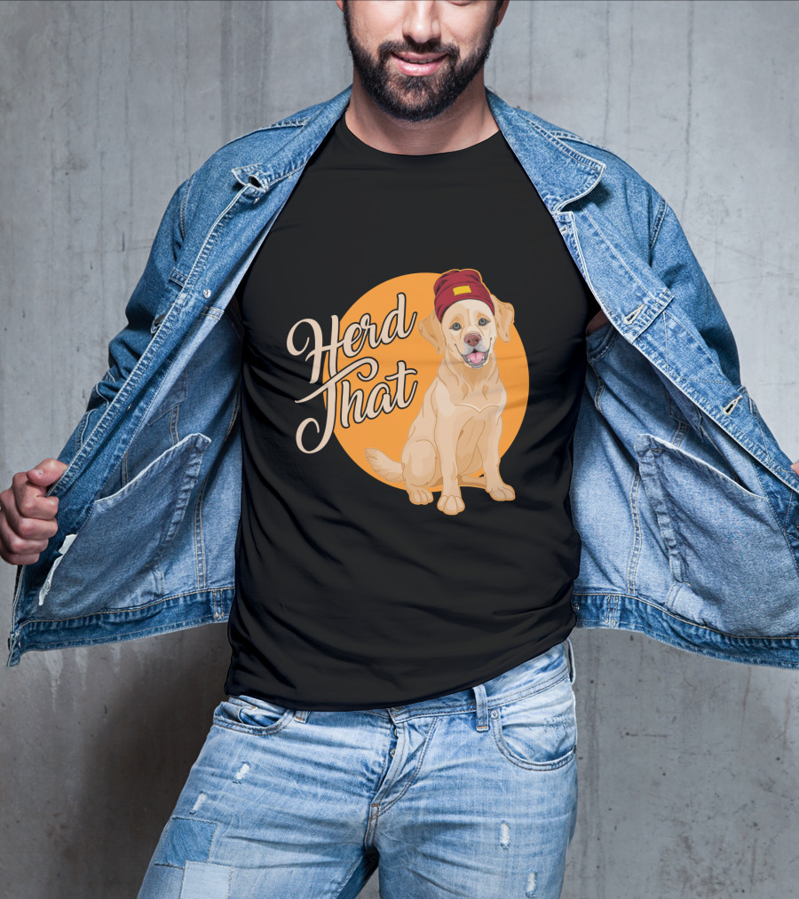 Herd That Funny Labrador Animal Lover Dog Wearing Beanie T-Shirt