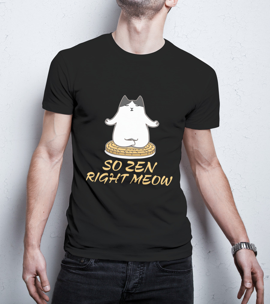 Relaxed Cat Meditating So Zen Right Meow T-Shirt