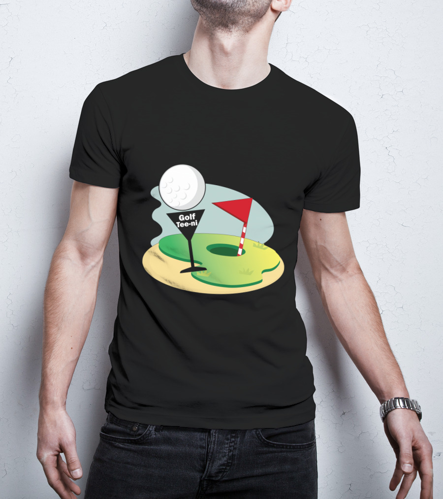 Golf Tee-ni Golf Ball Green Flag Hole T-Shirt