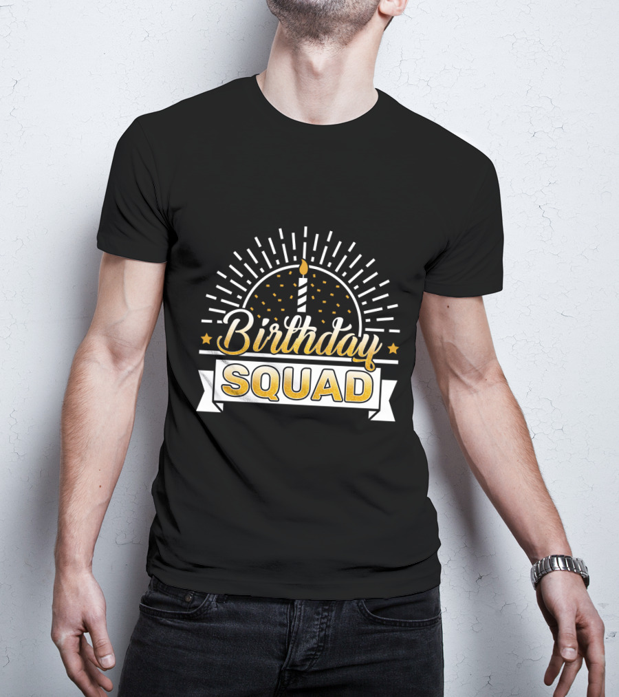 Birthday Squad Candle Celebration Banner Stars T-Shirt