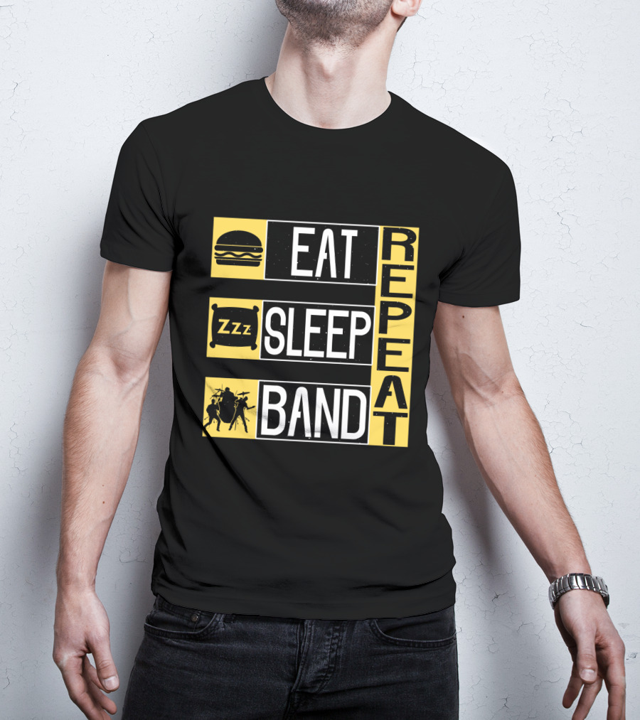 Eat Sleep Band Repeat Music Burger Pillow Icons T-Shirt