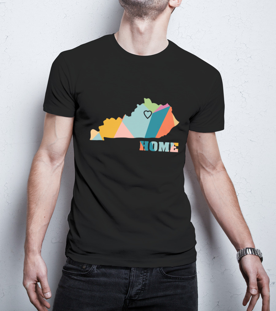 Home Kentucky State Colorful Map Heart T-Shirt