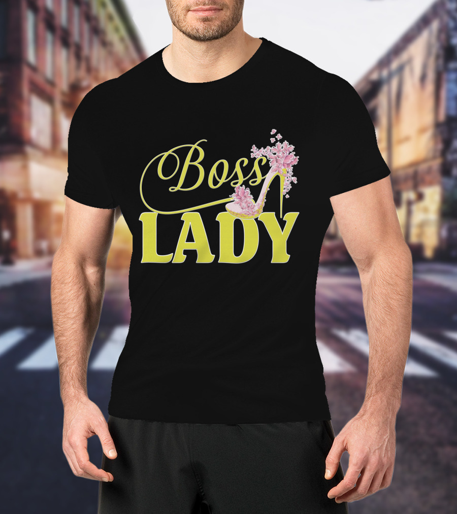 Boss Lady Floral Gold High Heel T-Shirt