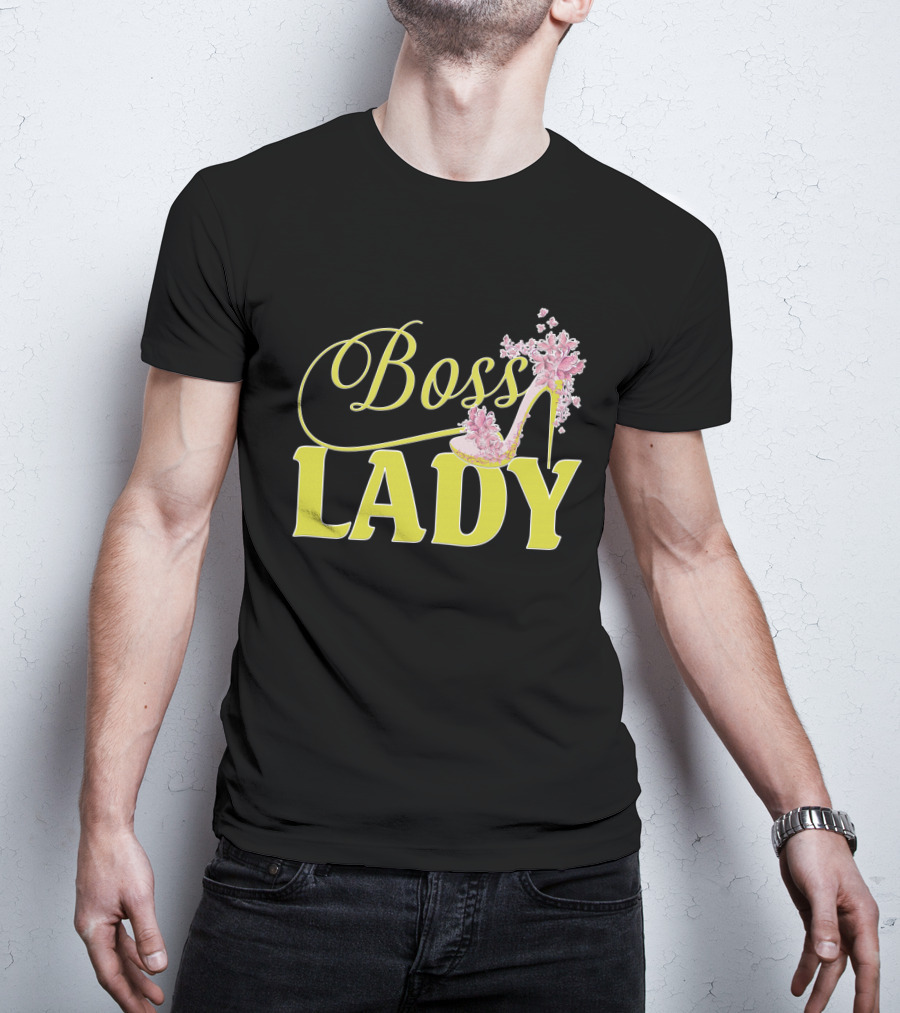 Boss Lady Floral Gold High Heel T-Shirt
